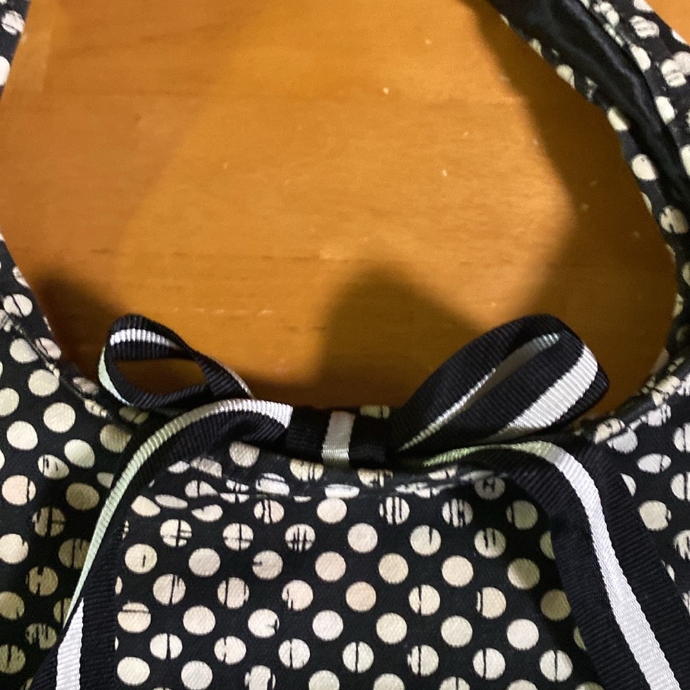 Pacsun split hobo black and white with polka dots with aqua logo bag